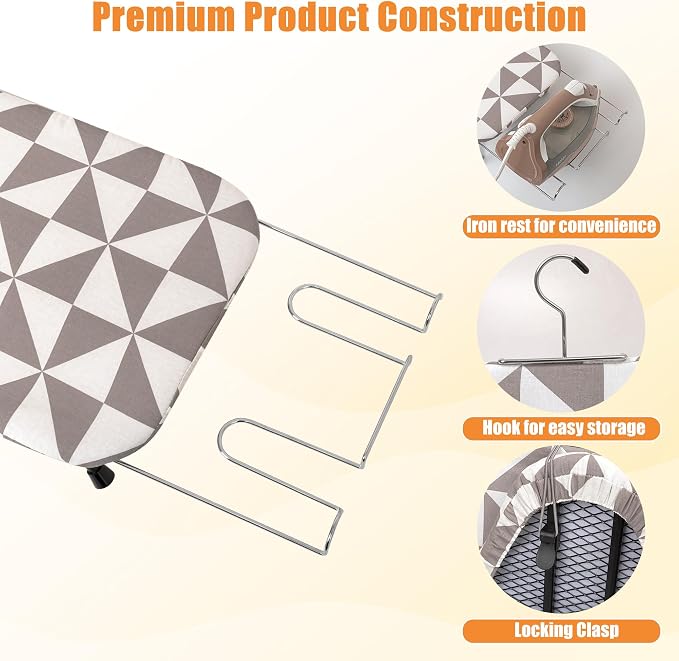 Small Tabletop Ironing Board with Iron Holder, Portable Iron Board with Non-Slip Feet, Foldable Mini Ironing Board with Cover and Pad for Home, Travel & Apartment, 12x32 Grey (Ironing Not Included)