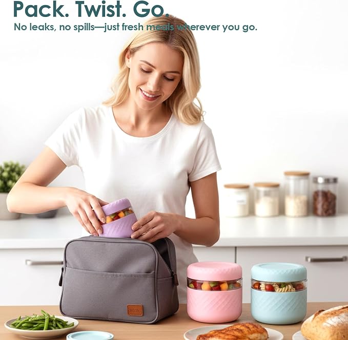 32 oz/4 Cup Glass Lunch Bowl Container with Lid, Leak & Spill Proof | BPA-Free, Microwave & Dishwasher Safe, Airtight Meal Prep & Food Storage Jar for Lunch, Salad, Soup, Oats, Stew, Yogurt
