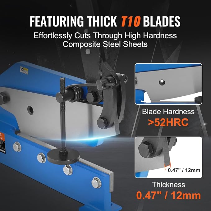 VEVOR Hand Plate Shear 12",Manual Metal Cutter Cutting Thickness1/4 Inch Max,Metal Steel Frame Snip Machine Benchtop 1/2 Inch Rod,for Shear Carbon Steel Plates and Bars