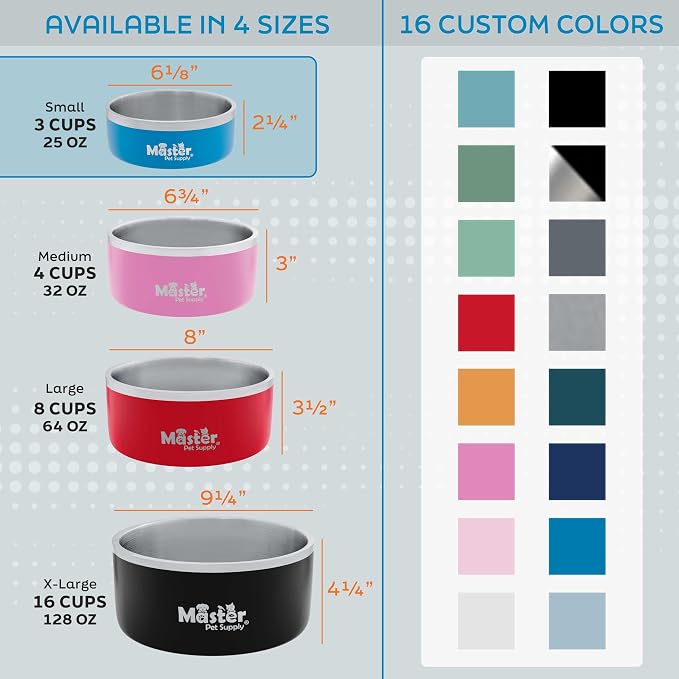 Master Pet Supply Stainless Steel Dog Bowls - 25 oz, Heavy Duty - Camo Patrol, Double Wall Extra-Thick Insulated, Non-Slip Pet Water Bowl for Dogs, Cats & Pets, Anti Rust Metal, Dish Washer Safe
