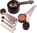 Copper Plated Measuring Cups and Spoons set, Stainless Steel Measuring Cups and Spoons Set for Baking & Kitchen, Cute Metal Metric & US Measure Cup and Spoon with Leveler & 1/8 Cup