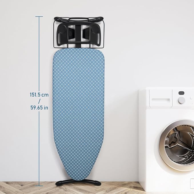 Duwee 17"x46" Ironing Board Full Size,Deluxe Ironing Board with Iron Rest | Heat Resistant Cover and Thicken Felt Pad, Adjustable Height,Heavy Sturdy Legs,Black