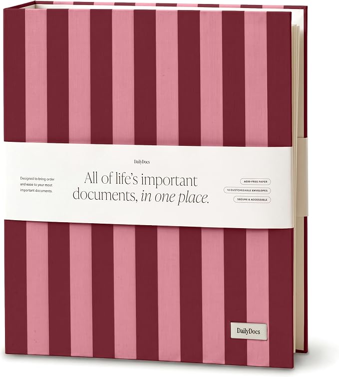 Document Organizer Binder for Important Papers & Passports, Sangria