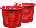 Large, Heavy Duty Fish Baskets, Red, White Handles, Made in USA, 2-Pack