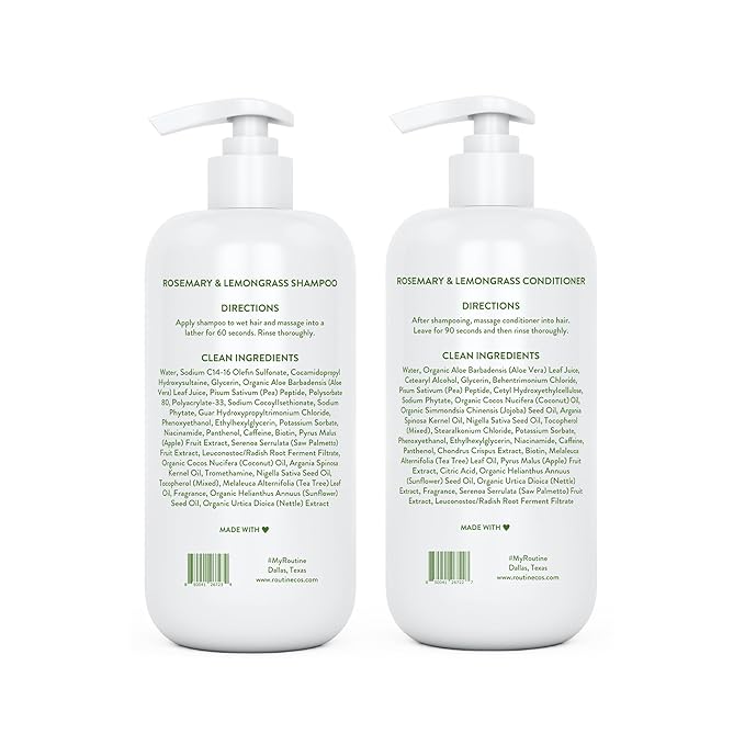 Routine Wellness Anti-Thinning Shampoo and Conditioner Set for Thinning Hair - Biotin DHT Blocker Women & Men - Color Safe Shampoo for Hair Loss & Healthier Hair - Rosemary & Lemongrass & Rosemary Set