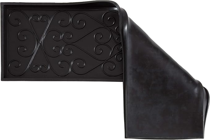 Anji Mountain Rubber Boot/Shoe Tray with Coir, Fits 4 Pair (46.5" Wide), Black and Ivory Diamond Insert