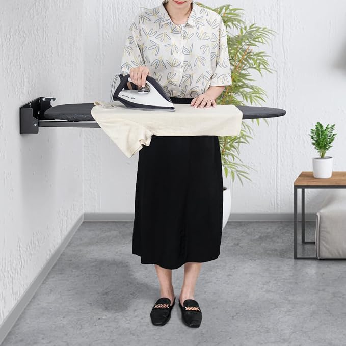 Duwee 12"×36" Wall Mounted Ironing Board with Heat Resistant Cover | Folding Ironing Board Cabinet,Compact Wall Mount Fold Down Iron Board for Small Spaces