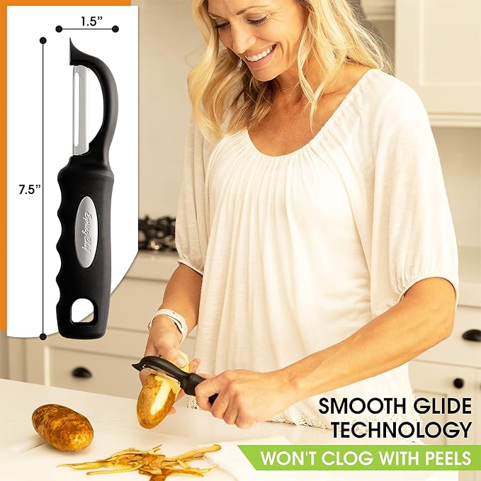 Spring Chef Premium Swivel Vegetable Peeler, Black & Magnetic Measuring Cups & Spoons, Set of 15 with Leveler, Multicolor - 2 Product Bundle