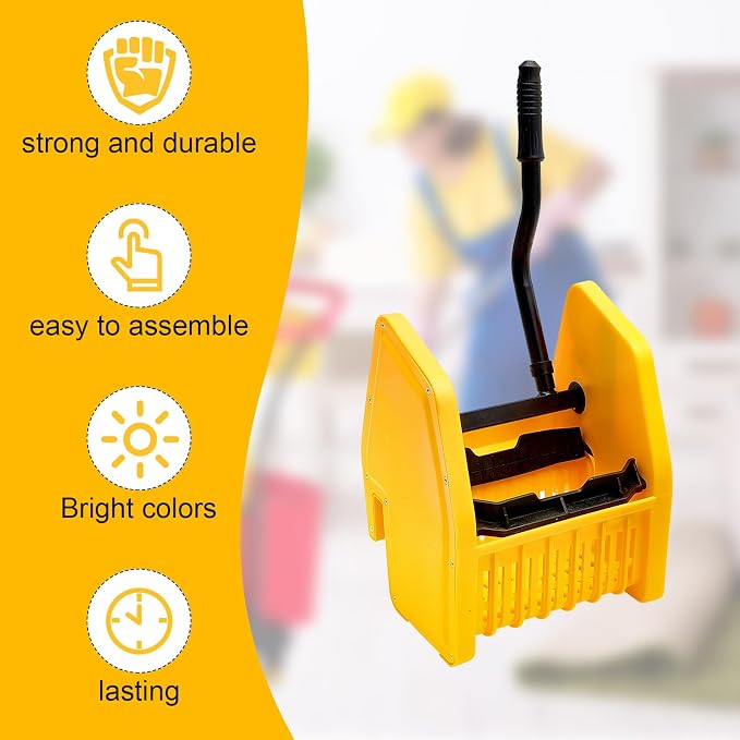 Sasylvia Yellow Mop Wringer Replacement Down Press Mop Bucket Wringer Industrial Cleaning Accessories for Commercial Floor Mopping Buckets Restaurant Supplies, 26quart or 33 Quart(Down Press)