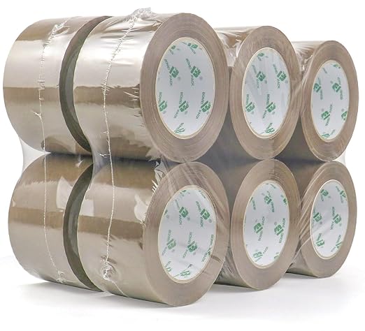 BOMEI PACK 3inch Brown Packing Tape, 12 Refills Rolls Wide Packaging Tape for Moving, Shipping and Storage, 2.4 Mil x 110 Yards