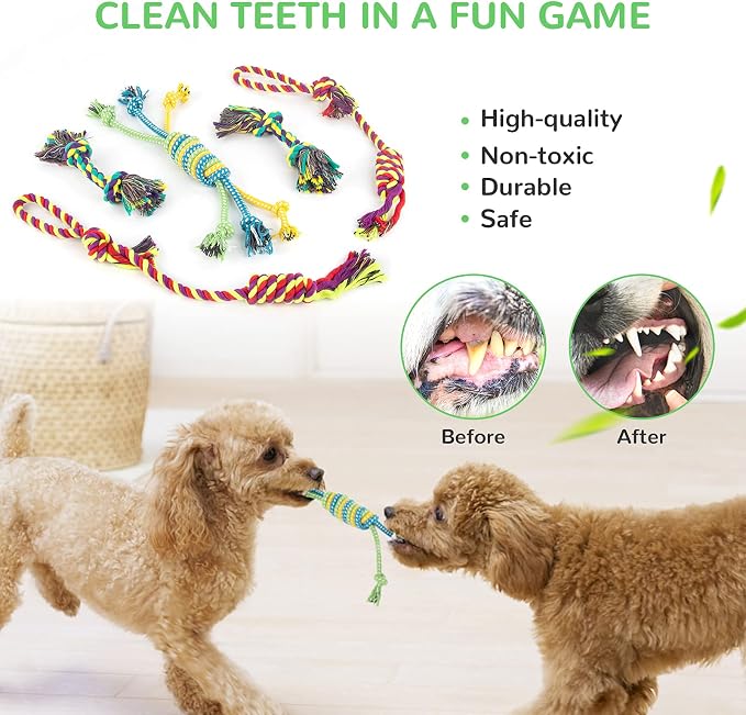 LEGEND SANDY Puppy Toys, Squeaky Dog Toys for Small Dogs, 12 Pack Puppy Chew Toys for Teething, Dog Rope Toy and Cute Stuffed Animals Value Bundle