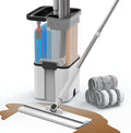 Mop and Bucket Set, Clean Water Separation Floor Dust Flat Mop | Includes 4 microfiber pads for cleaning hardwood, tile, marble and laminate floors. Features a visual clean water tank