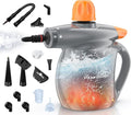 Steam Cleaner, Pressurized Handheld 13pcs Multi-Purpose Natural Deep Cleaning Steamer, Portable Steamer for Cleaning Home, Grout, Kitchen, Car, Window, Upholstery, Bathroom and Clothes, Orange&Gray