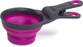 Dexas Popware for Pets Collapsible Klip Scoop, 3-in-1 Pet Food Scoop, Measuring Cup and Bag Clip, 1 Cup Capacity, Fuchsia