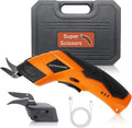 Super Scissors, Cardboard Cutter，Electric Box Cutter,Ultimate Cutting Tool for Home& Craft,Cordless Electric Scissors 2 Blades Included，Cutting Fabric, Cardboard & Plastic（Orange Color）