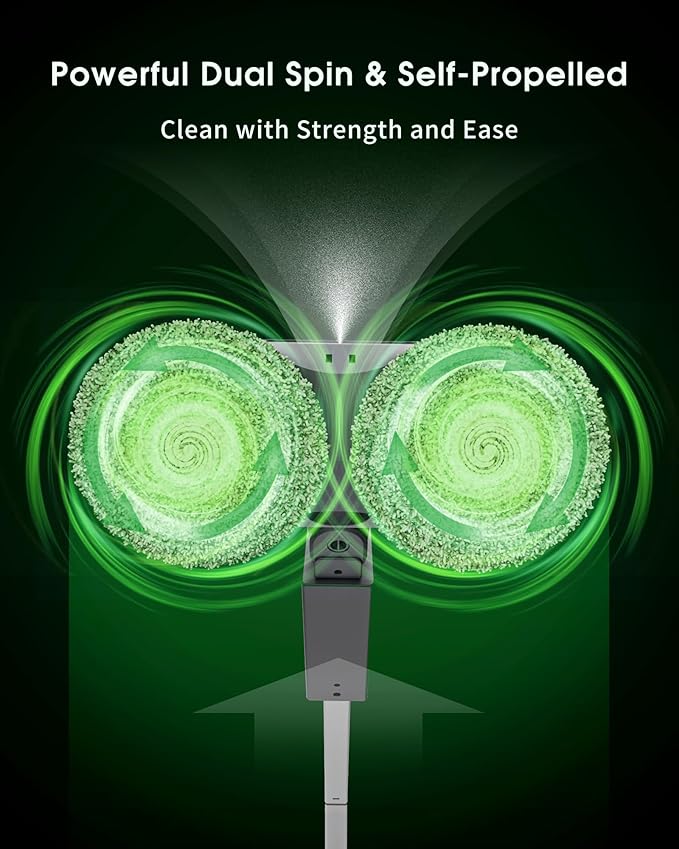 Cordless Electric Mop, Lightweight Electric Floor Mop with Detachable Water Tank, Water Sprayer & LED Headlights, Self-Propelled Floor Cleaner for Hardwood Tile Laminate Floor, Long-Lasting Battery