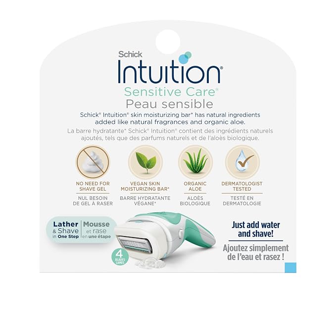 INTUITION Schick Refill, Razors for Women Sensitive Skin | Intuition Razor Blades Refill with Organic Aloe, Razor Refills , 6 Count (Pack of 1)