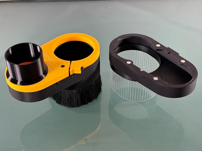 Extended Reach CNC Dust Shoe for 75mm Spindle,Clear + Brush Combo Dust Boot, Magnetic Quick-Release Split Base, 2-1/2” Vacuum Port, CNC Spindle/Router Dust Collection (75mm Dia.)
