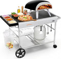 Pizza Oven Table Grill Cart for Ninja Woodfire, Blackstone Griddle, Ooni | 51'' Outdoor Pizza Oven Stand with Seasoning Tray for Outdoor Cooking, BBQ Prep Station, Easy Assembly 30048