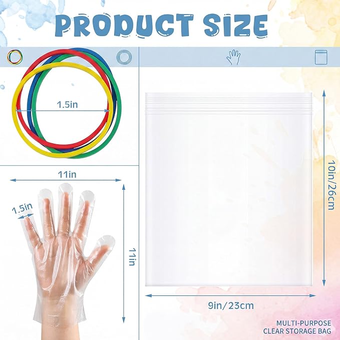 500 Pcs Rubber Bands Kit for Tie Dye Projects Craft Project Colorful Elastic Rubber Band with 50 Pairs Gloves 50 Sealed Bags for Office Supplies Tie Dye Accessories