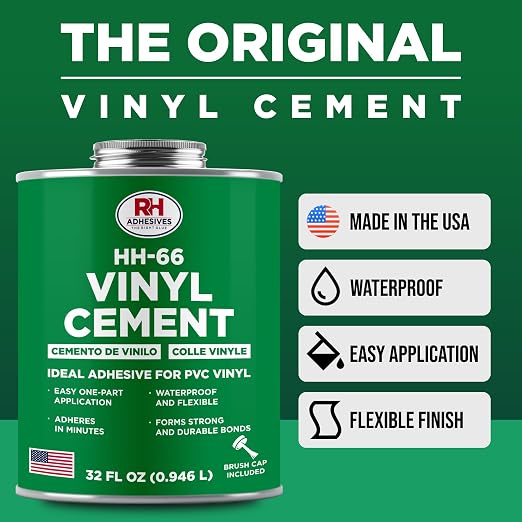 HH-66 Vinyl Cement 32 oz - Vinyl Adhesive, Cement Glue, Industrial Contact Cement for PVC & Vinyl Repair - Waterproof Flexible Vinyl Glue for Tarps, Pool Liners, Inflatables & Marine – RH Adhesives
