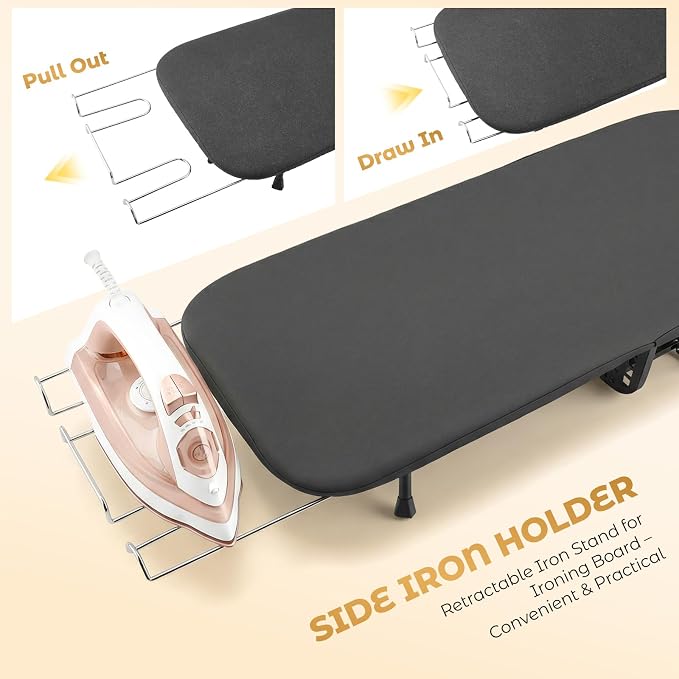 Tabletop Ironing Board with Iron Holder, Foldable Small Ironing Board for Travel, Folding Iron Board with Heat Resistant Cover, Portable Mini Iron Board for Apartment Dorm RV and Laundry Room Use