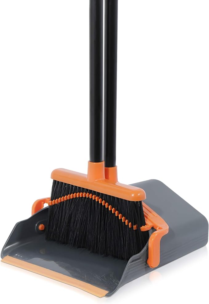 Simpli-Magic 79194 Lobby Broom with Dustpan, Black/Orange