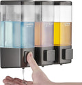 Pollock Shampoo and Conditioner Dispenser 3 Chamber * 500ML | Shower Soap Dispenser Wall Mounted, Body Wash Dispenser No Drill, Refillable Shower Dispenser for Bathroom