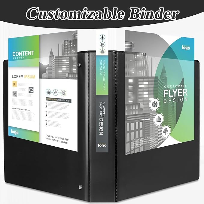 CIXILDTS 2 Inch 3 Ring Binders, Slant D Ring Binder Fit US Letter Size Paper, 2" View Binder with 2 Pocekts, 6 Packs, Black