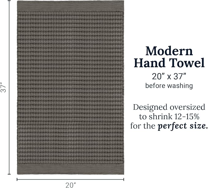 GILDEN TREE Waffle Hand Towels for Bathroom Quick Dry Large Luxury Lint Free Super Absorbent Cotton Hand Towels Set of 2, Modern Style (Stone)