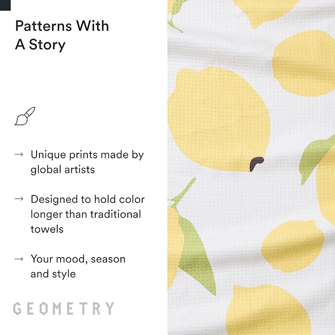 GEOMETRY Kitchen Tea Towels - Quick Dry Microfiber Dish Towels for Kitchen Sunny Lemons, 18" x 30" 1 Pack