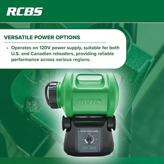RCBS Rotary Case Cleaner 120V US/CAN, Rotary Tumbler for Efficient Brass Cleaning and Polishing