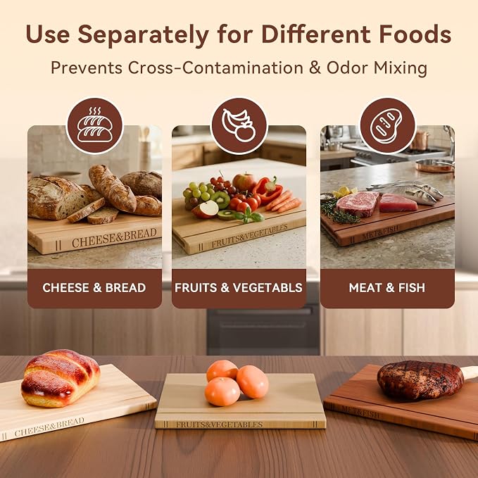 Book Cutting Board Set with Wooden Stand,Wooden Cutting Boards for Kitchen | 3PCS Look Like Books for Vegetables Cheese Meat,Board Gift Set for Book Lovers & Home Cooks Stylish & Practical