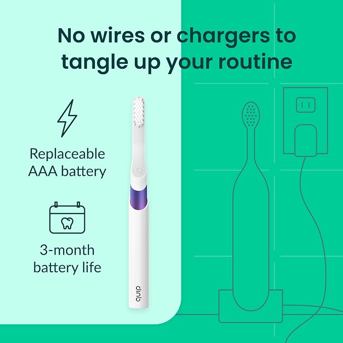 Quip Metal Sonic Electric Toothbrush for Adults - Time Travel & Soft Bristles with Travel Case & Replacement Brush Head - 3 Month Battery Life, Sunset