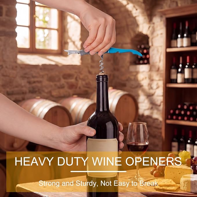 Raiten 100 Pack Waiter Corkscrew Wine Opener Double Hinged Wine Key Bottle Opener with Foil Cutter Heavy Duty Professional Corkscrew for Bartender Server Sommelier (Mix Color)