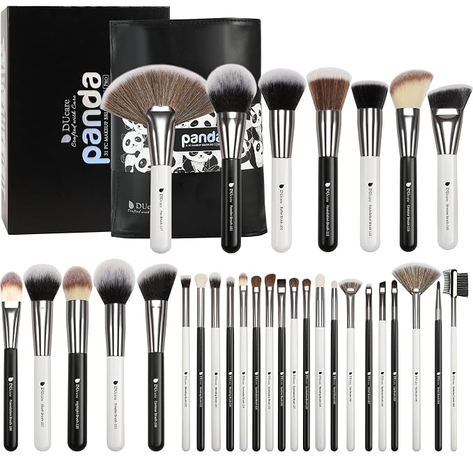 DUcare 31Pcs Pro Makeup Brushes Set with Organizer | Dense Ultra Soft Bristle Makeup Brush Set for Foundation,Powder, Contour, Bronzer,Highlight, Concealer, Eyeshadow