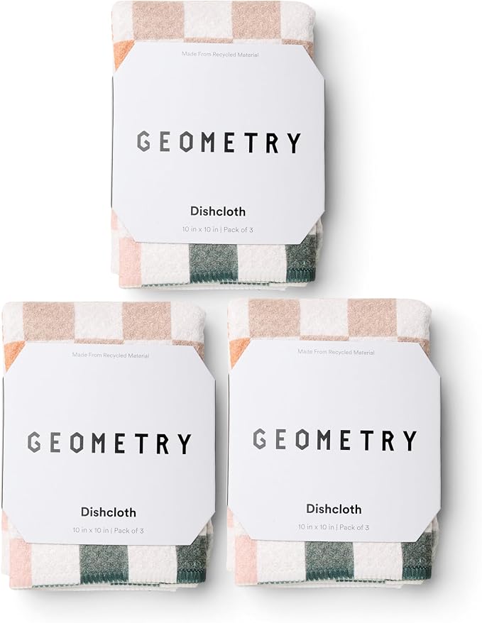 GEOMETRY Kitchen Dish Cloths - Quick Dry Dishcloths for Kitchen - Premium Dish Rags with Geoweave - 3-Pieces Autumn Checkers
