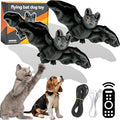 Flying Bat Dog Toy, Motion Activated Flapping Bat Cat Toy with Realistic Wings and Chirping Sounds, Rechargeable Remote Control Halloween Toy for Indoor Cats, Kittens and Small Dogs，2PCS