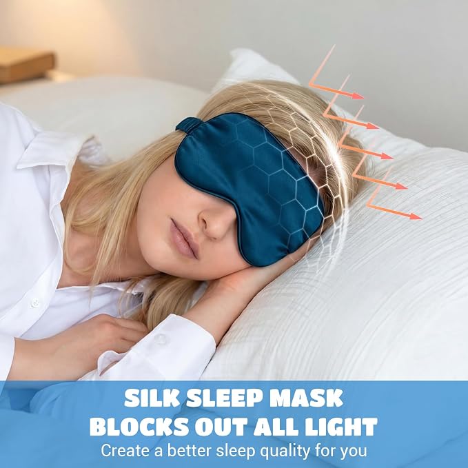 Cutecrop 50 Pcs Silk Sleep Mask Blackout for Women Men, Adjustable Comfortable Eye Cover Blindfold No Pressure for Sleeping, Travel, Napping, 5 Colors(Green Color)