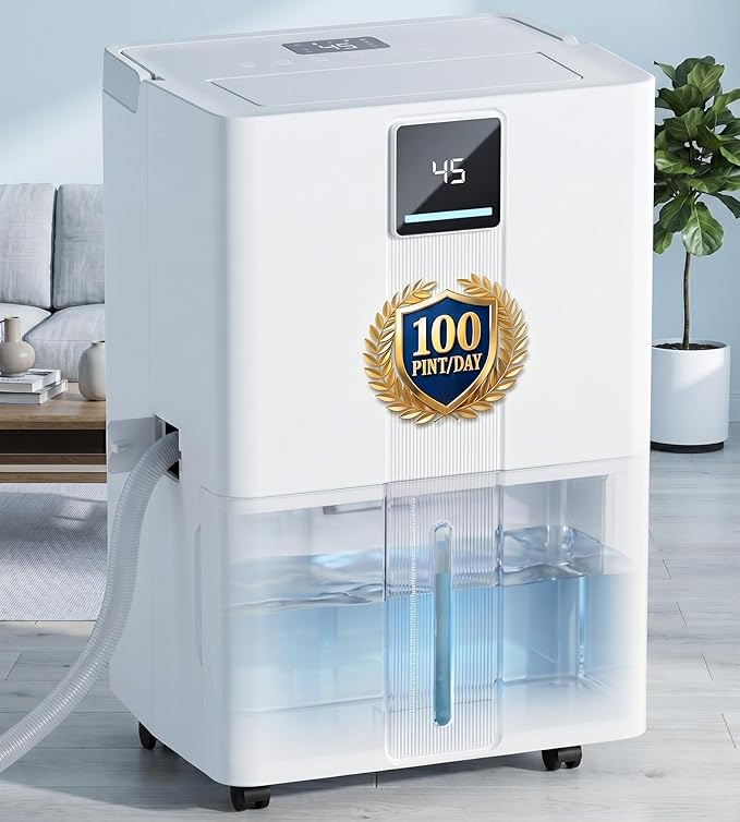 Landeagle 6000 Sq. Ft Dehumidifiers for Home, Basement, Max100 Pint/Day Dehumidifier with Drain Hose, Large Compressor Dehumidifier with Humidity Control, 24H Timer & Child Lock, for Bedroom, Bathroom