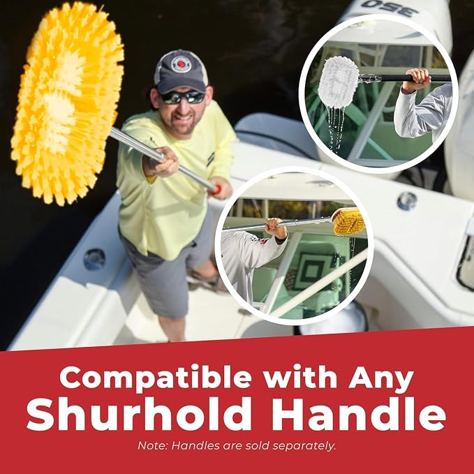 Shurhold Classic Deck Brush – Boat Cleaning Brush with Wood Block, Rubber Bumper & Durable Bristle Design