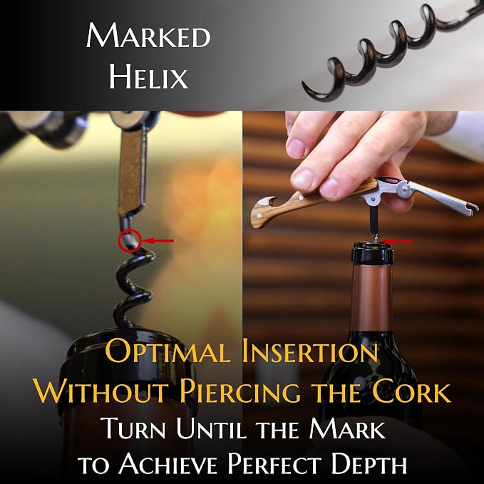 Corkscrew for Professionals FALCORK® 144 Efficiency – Exclusive One-Step Wine Key & Bottle Opener for Intensive Use in Hospitality with an Optimally Marked Helix & Smooth Natural Olive Wood Handle