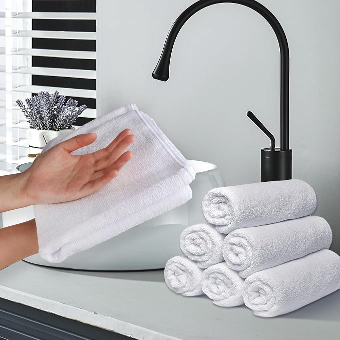 UNIMADE Salon Towels 48 Pack, Super Soft Microfiber Hand Towel | Highly Absorbent Hair-Drying Cloth for Gym, Bath, Spa Use and Home Beauty Care - White (16x29 inch)