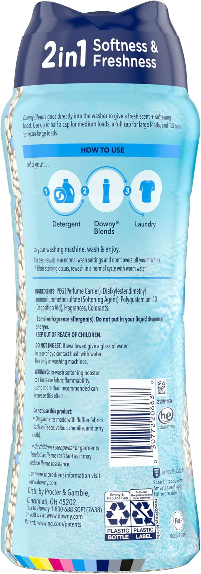 Downy Blends In Wash Laundry Scent Booster Beads, Meadow Rain Scent, 24.5 OZ, Fabric Softener Beads And Freshness (Pack of 4)