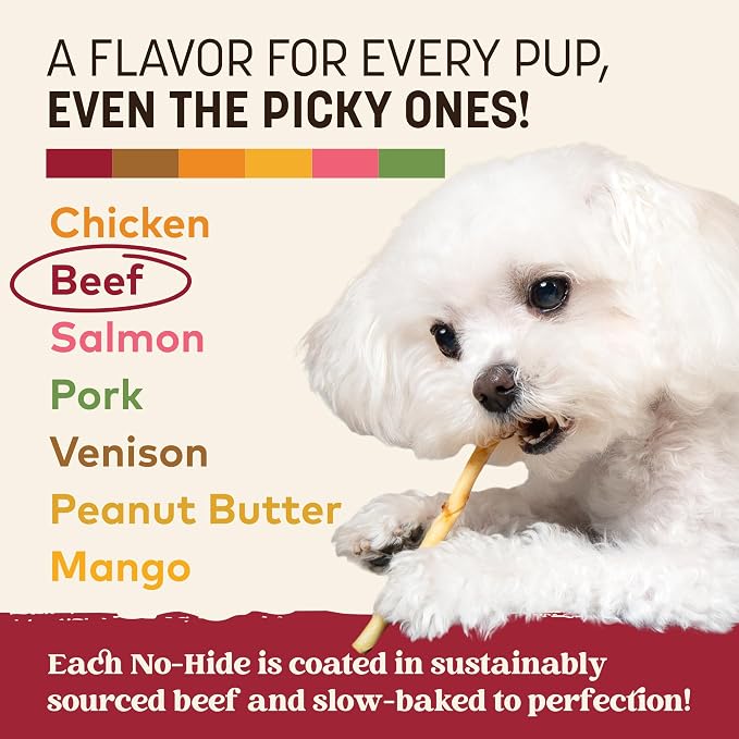 Earth Animal No Hide Stix - Long Lasting Rawhide Free Small Dog Chews Sticks, Beef - 40 Count Extra Value Pack