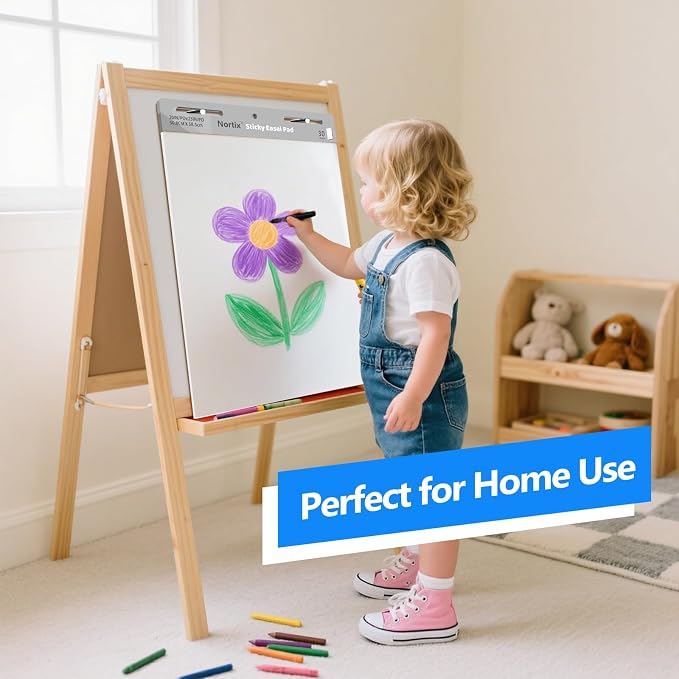 Nortix Easel Pad, Self-Stick Easel Pads, Anchor Chart Paper for Teachers, Strong Adhesive & Bleed-Resistant, 20''x23'' Sticky Notes Chart Paper, 30 Sheets/Pad, 8 Pads