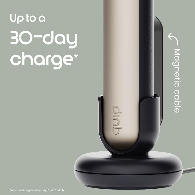 Quip Rev Smart Oscillating Toothbrush - Timed Electric Toothbrush with Case - 11x More Plaque Removal - 4 Intensities - 30-Day Battery Life Charge - Black Crescent