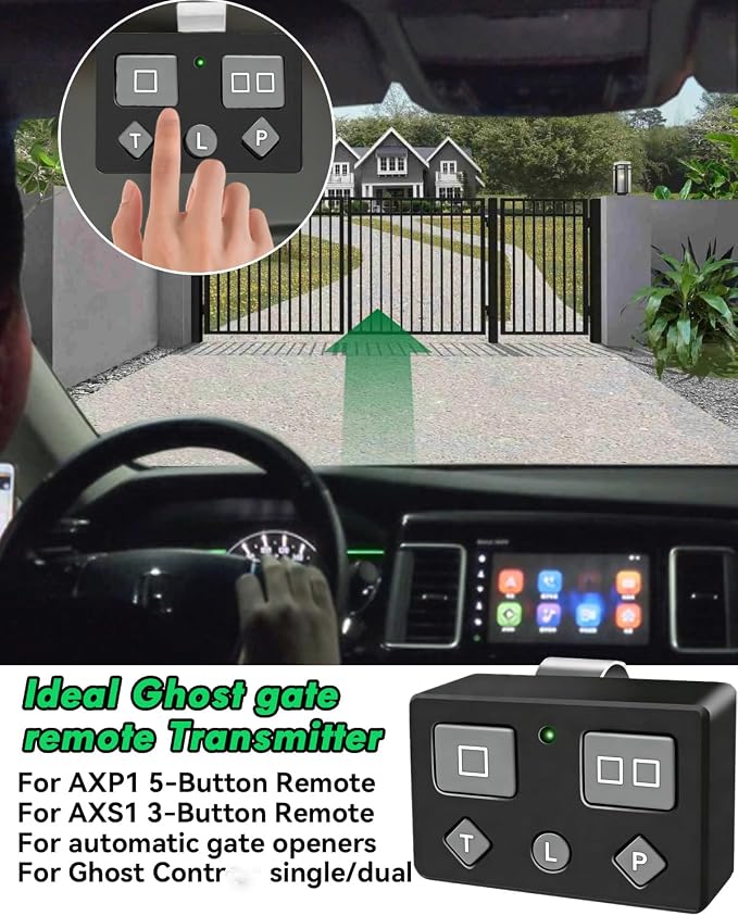 AXP1 AXS1 AXR1 Gate Opener Remote Transmitter, 5-Button, 3-Button Remote Transmitter for Automatic Gate Openers, Partymode, for Gh ost Opener Systems (Black, AXP1 6PCS)