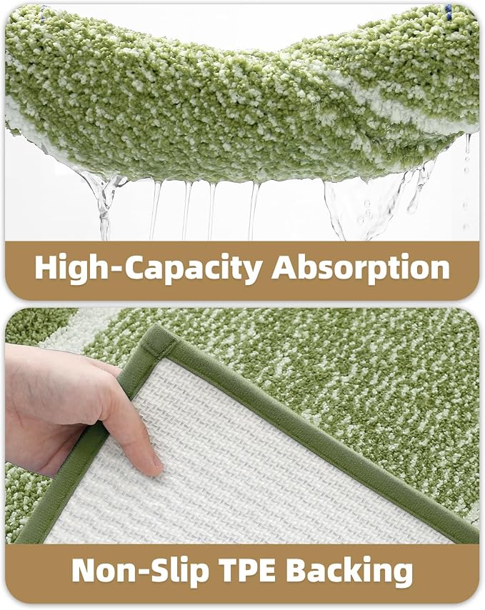 Color&Geometry Small Bath Mats for Bathroom Simple and Stylish, 16"x24" Green and Ivory Bathroom Rugs, Non Slip, Absorbent, Soft, Washable, Microfiber Bathmat Shower Mat Outside Shower