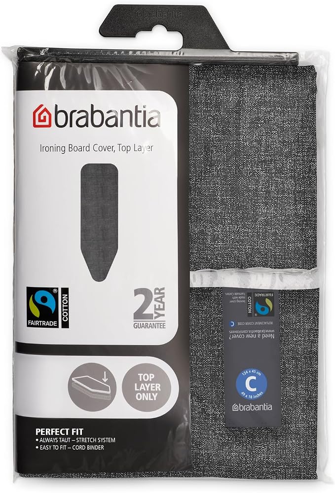 Brabantia Replacement Ironing Board Cover | Top Layer Only | Fits XL Comfort Board (Size C) | Fairtrade Denim Black Cover | 100% Cotton Cover for Existing Foam Layer | for Brabantia Ironing Board C